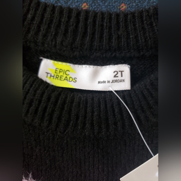 Epic Threads Black Sweater with Pink Heart Toddler 2T NEW - Picture 4 of 5